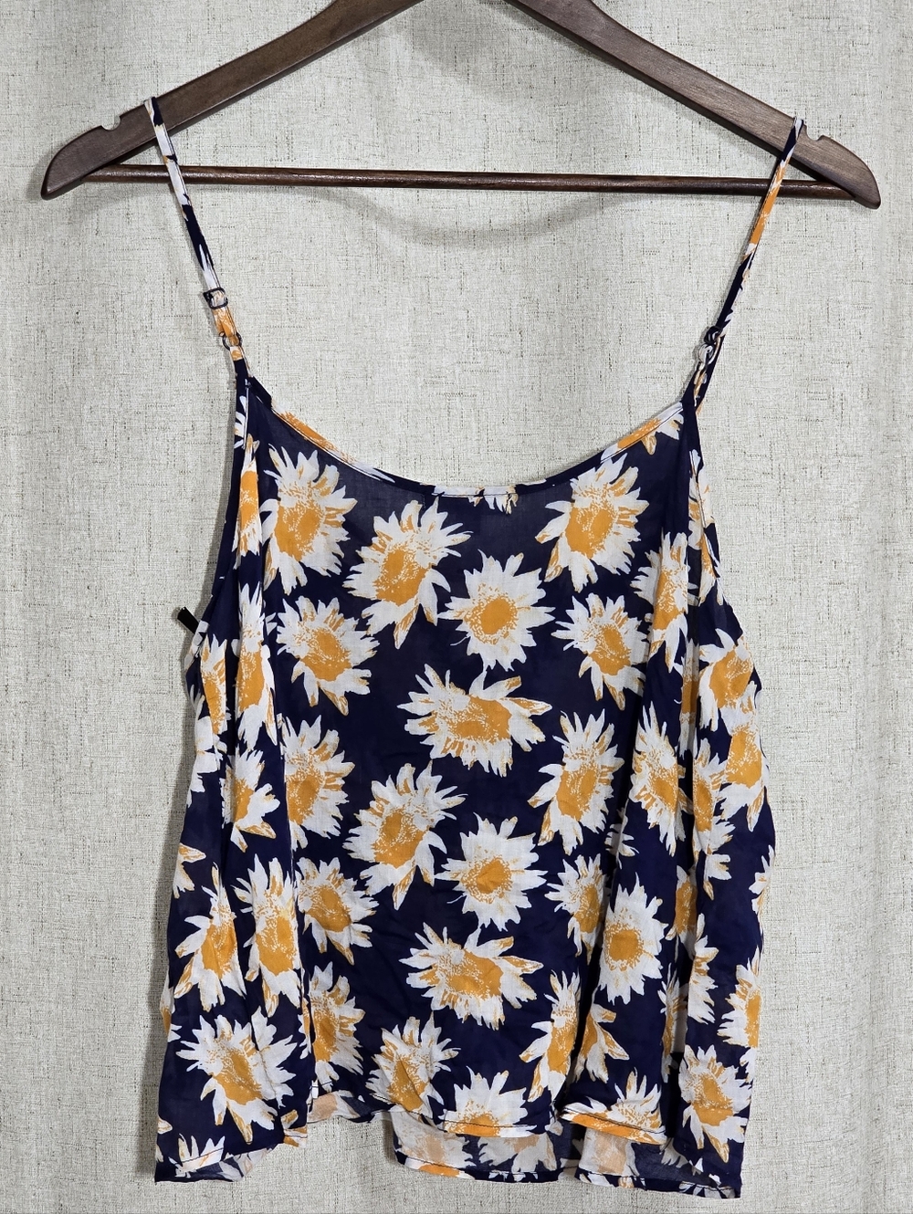 mine Navy Floral Spaghetti Strap Cami with Yellow & White Blooms